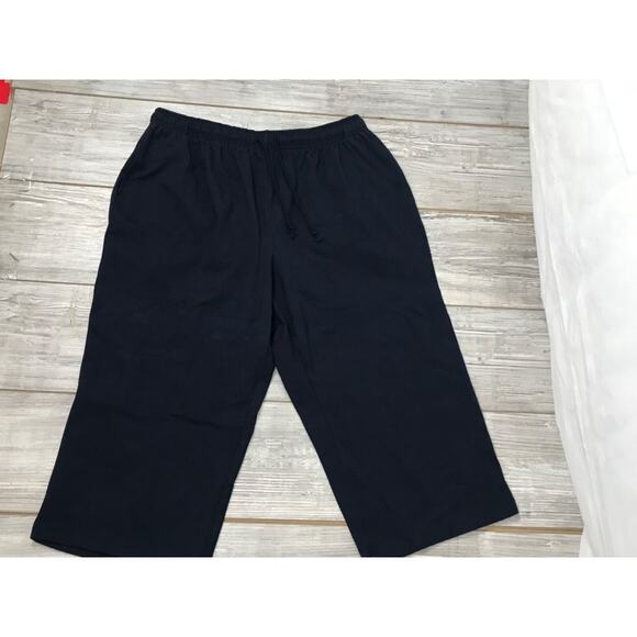 Karen Scott Navy Blue XL Short Cotton Blend Soft Drawstring Pants Side Pockets - Picture 1 of 4